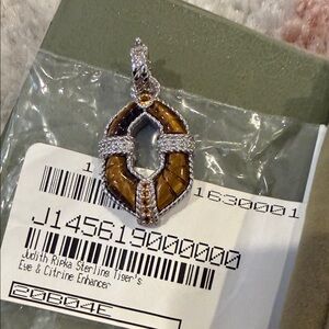 Judith Ripka Silver and Gold Tiger's Eye Necklace